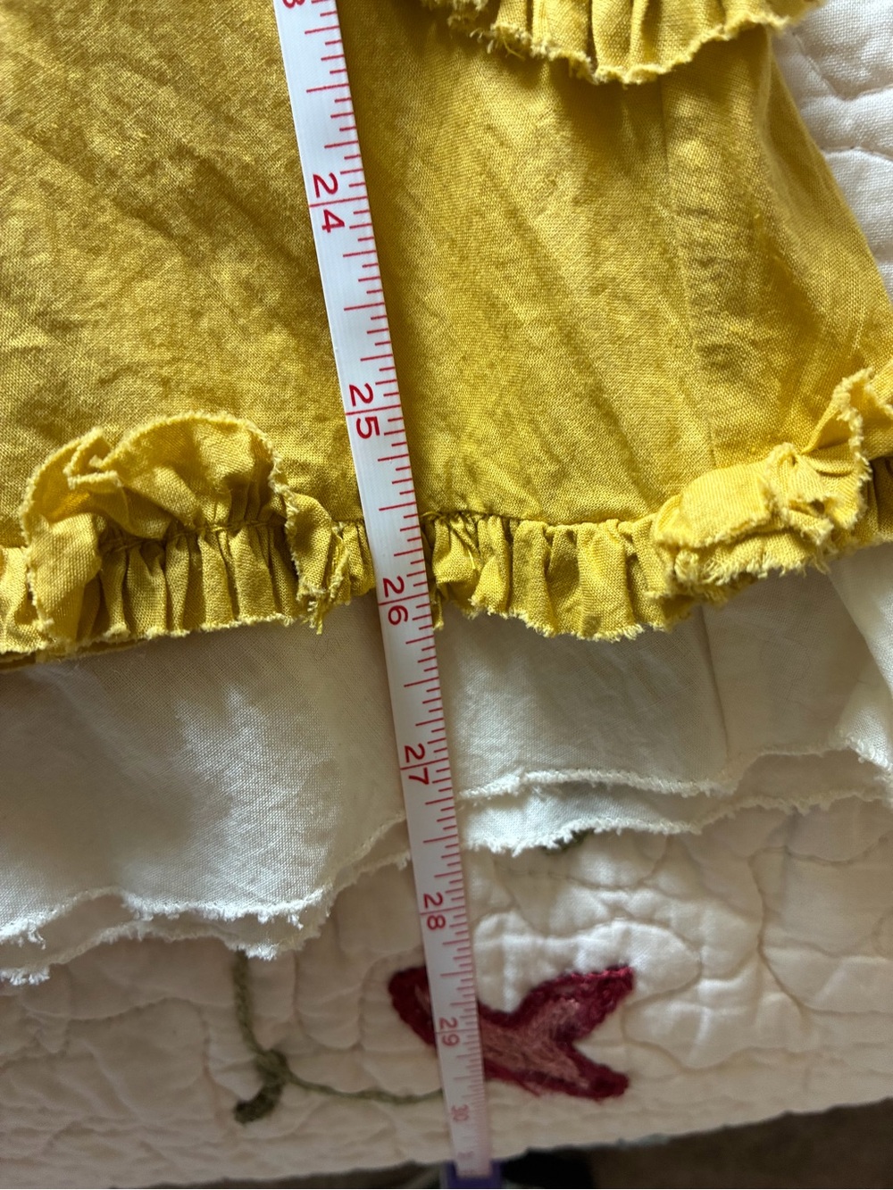 Anthropologie Aquarius Size M Ruffle Tiered Midi Skirt Mustard Yellow Boho - Picture 10 of 10